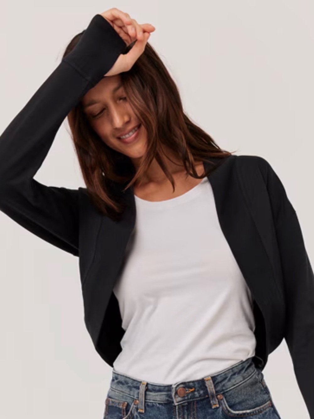 Pact Studio Shrug Womens M Black Organic Cotton Open Front Cropped Cardigan